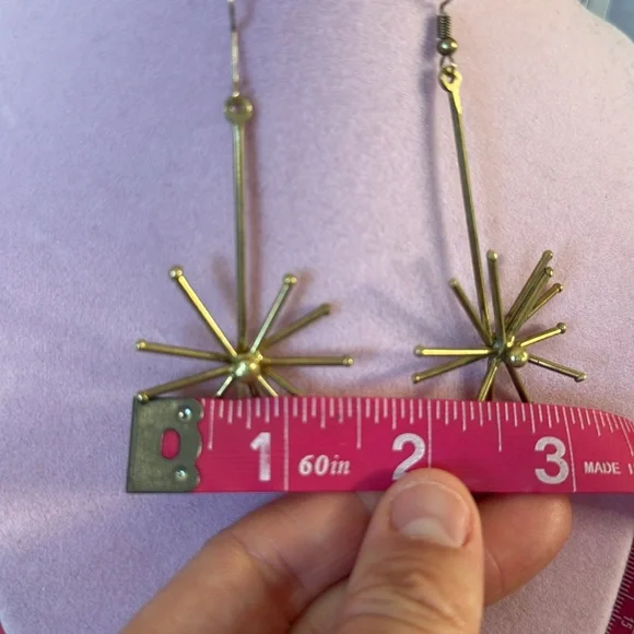 Solid Brass Burst Earrings - Picture 5 of 5